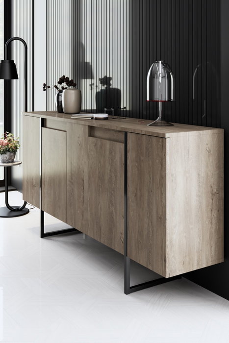 Hanah Home Conjunto Muebles Salón Nogal Negro - Consola 160cm, Soporte TV 180cm, Mesa Centro 90cm